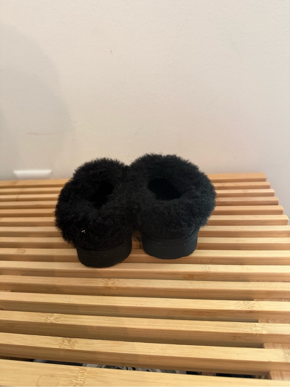 Cat & Jack Black Fuzzy Slip-On Kids Slippers